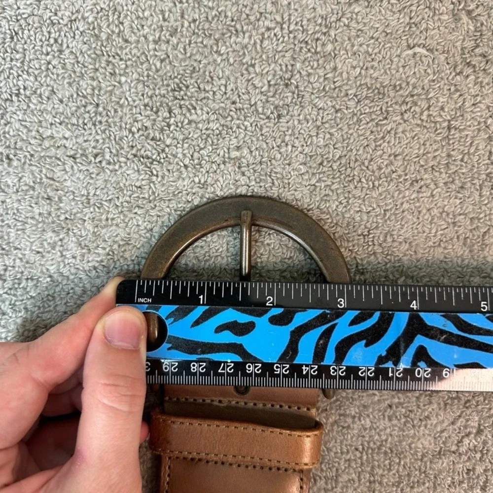 Linea Pelle Collection Brown Braided Leather Belt Handmade Bronze Buckle LP06010